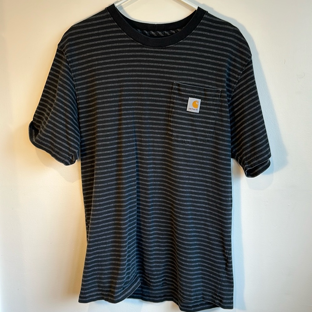 Carhartt | Men’s Tee | Medium, Original Fit | Black & Grey Stripes